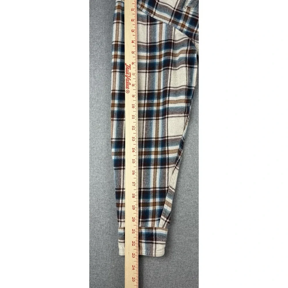 Bob Timberlake Men's Large Plaid Flannel Shirt Blue Brown Button Front L